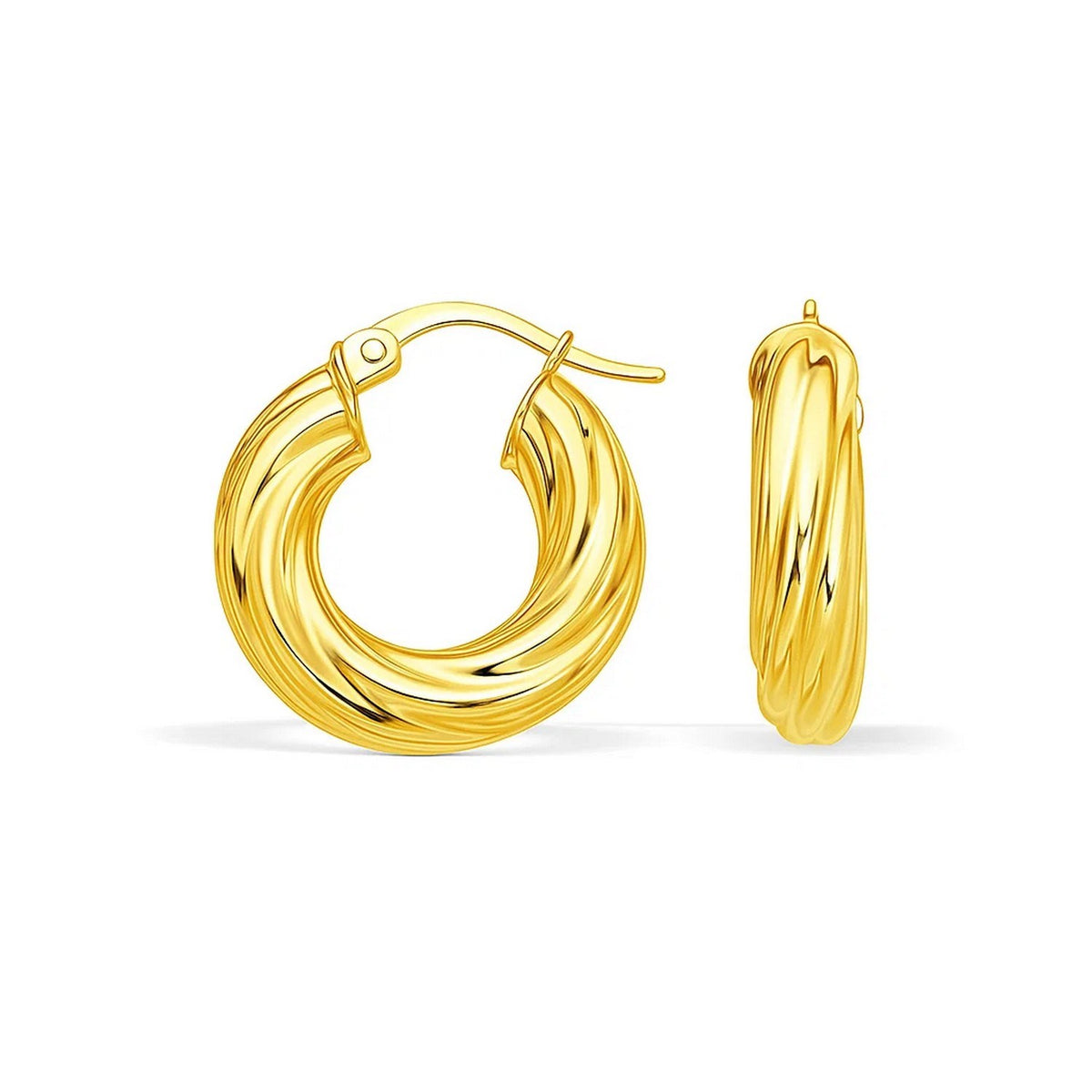 14k Fancy Twist Hoop Earrings