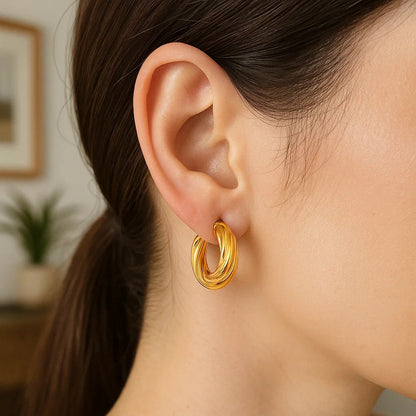 14k Fancy Twist Hoop Earrings