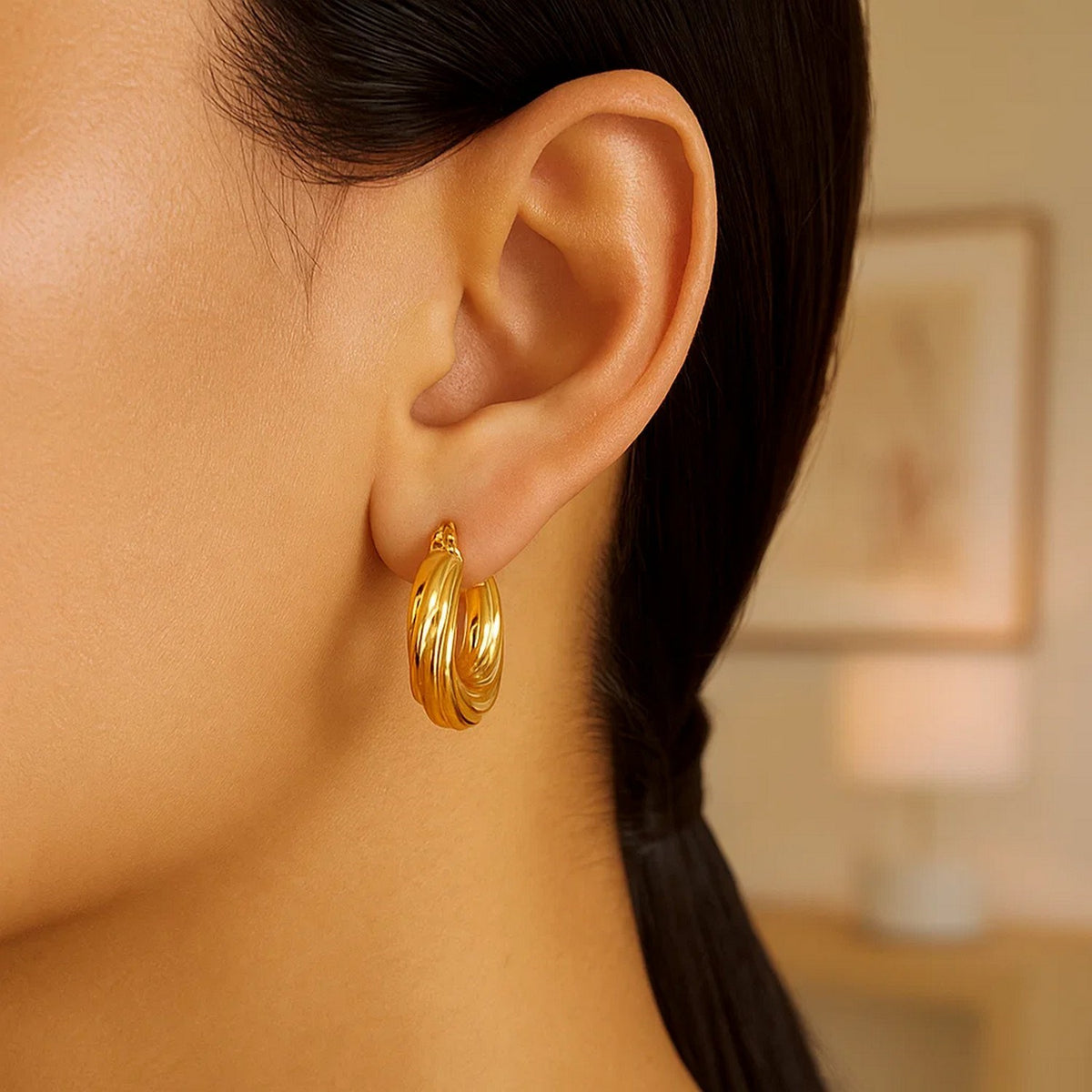 14k Fancy Twist Hoop Earrings