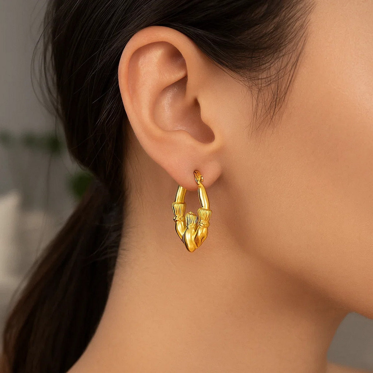 14K Claddagh Symbol Hoop Earrings