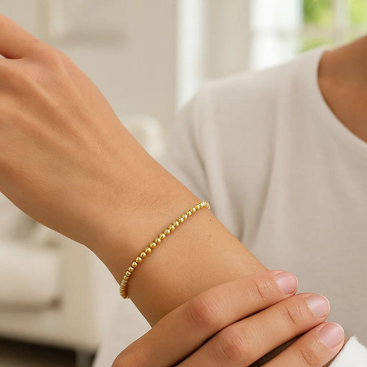 14k Yellow Gold Bead Bracelet  (4.00 mm)