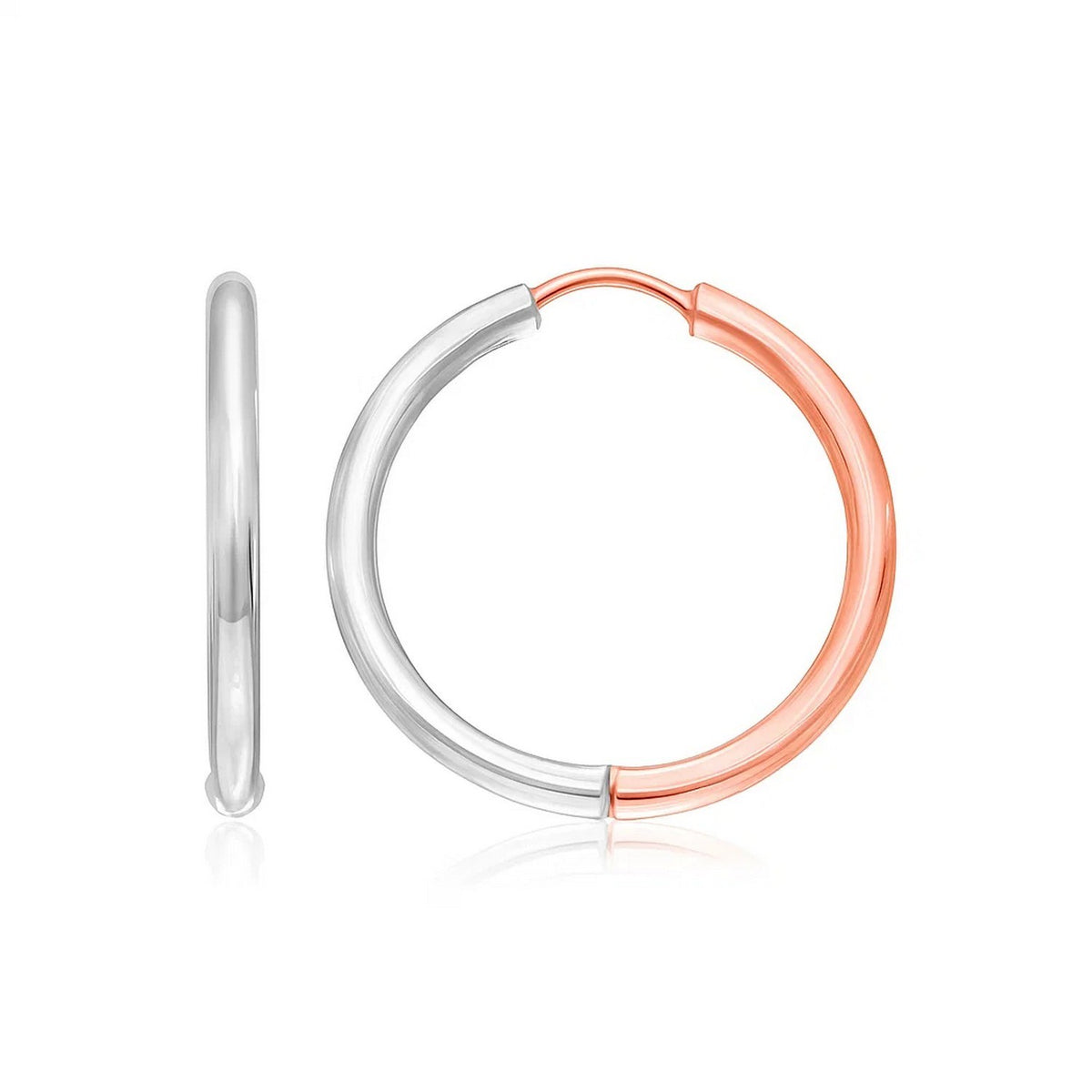 14k Rose & Hinged Hoop Earrings