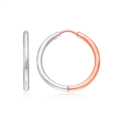 14k Rose & Hinged Hoop Earrings