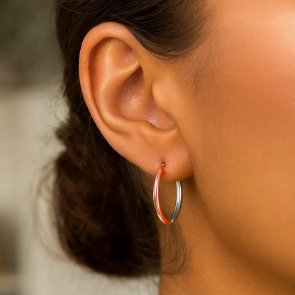 14k Rose & Hinged Hoop Earrings