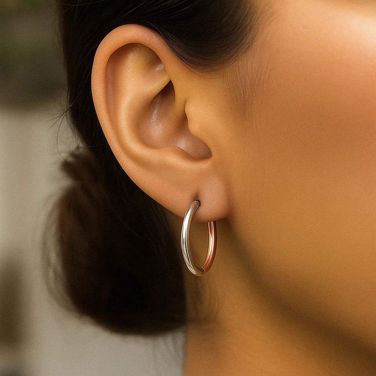 14k Rose & Hinged Hoop Earrings