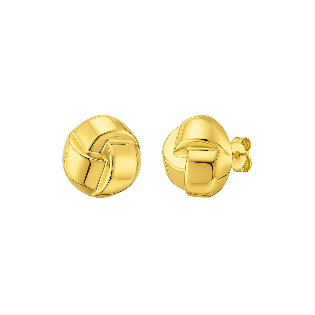 14k Yellow Gold Fancy Knot Stud Earrings