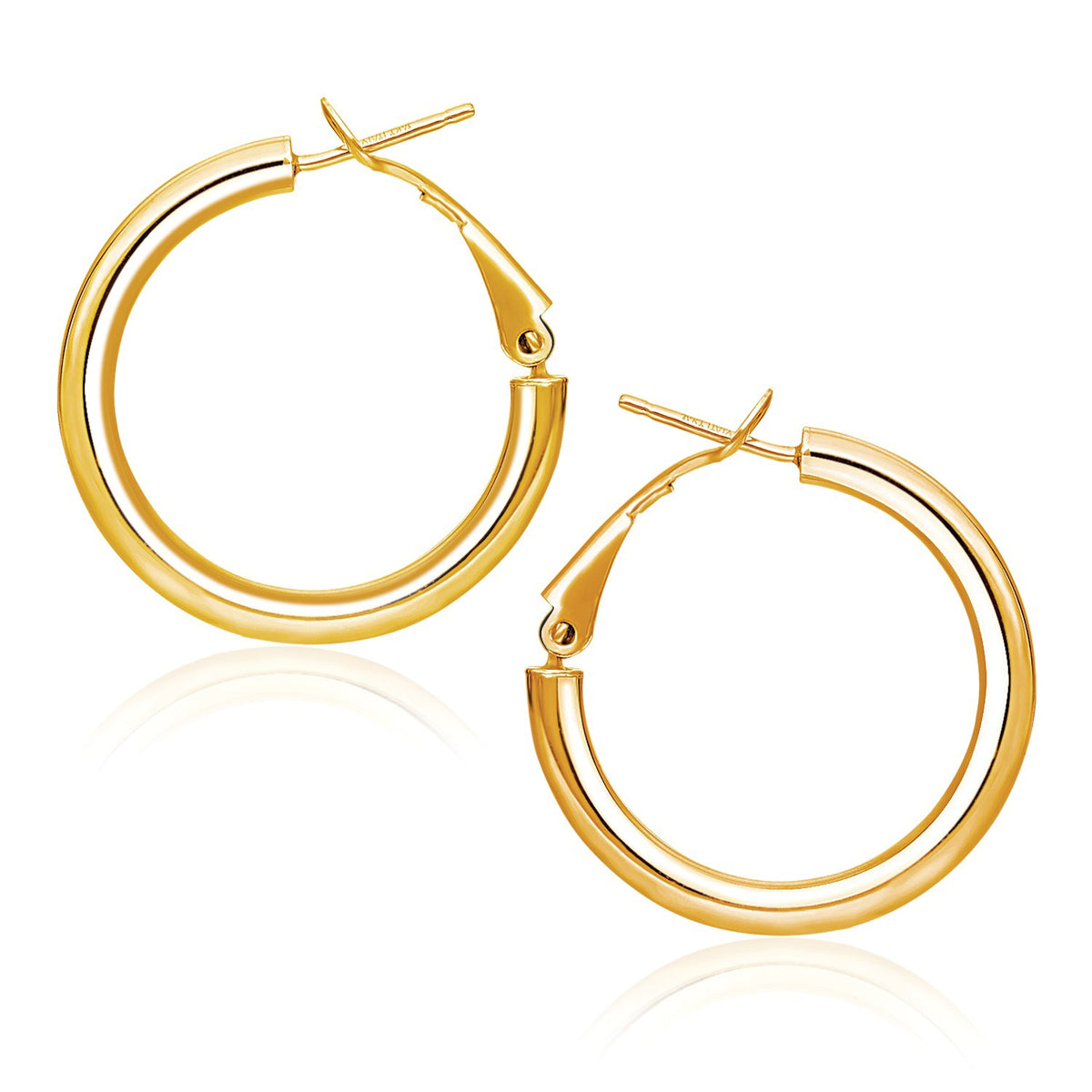 14k Yellow Gold High Polish Hoop Earrings