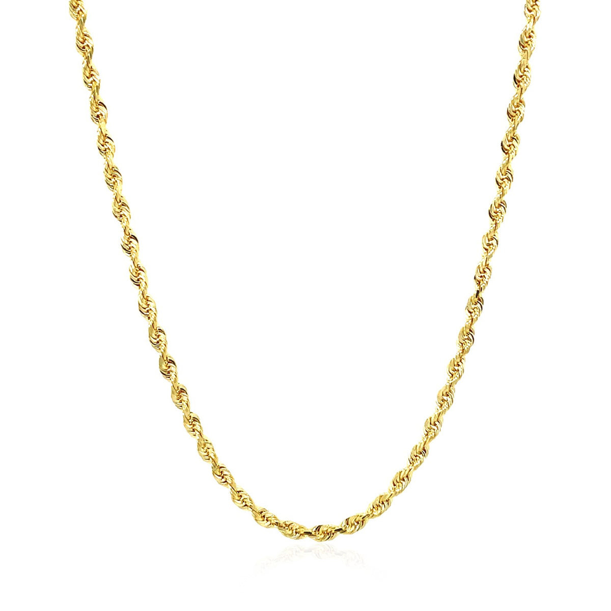 14k Yellow Gold Solid Diamond Cut Rope Chain
