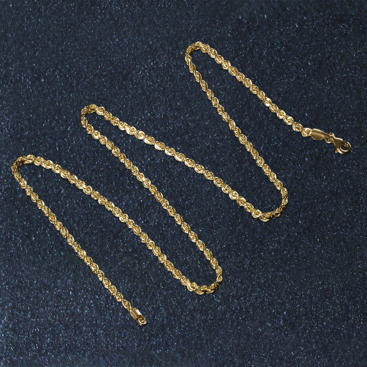 14k Yellow Gold Solid Diamond Cut Rope Chain