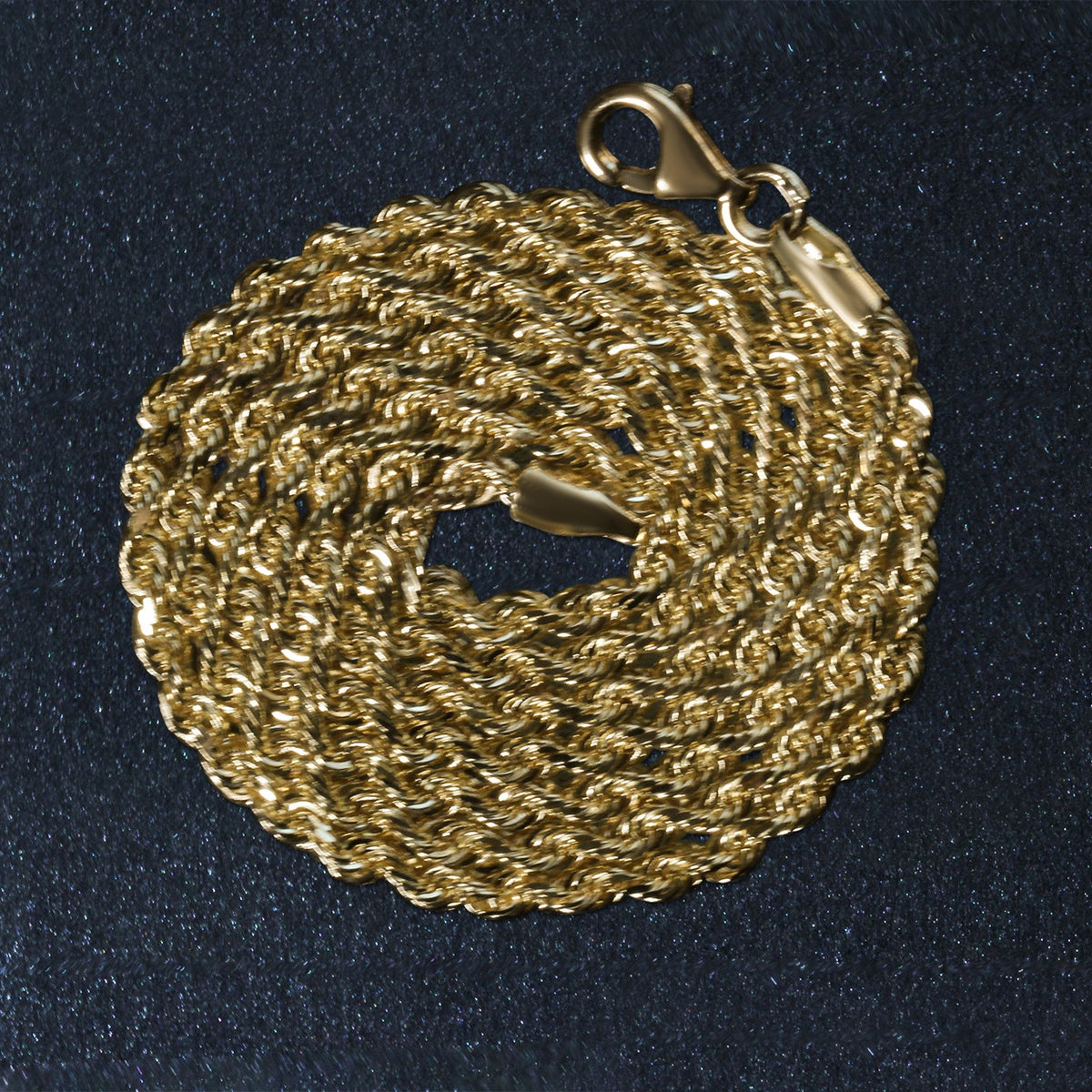 14k Yellow Gold Solid Diamond Cut Rope Chain