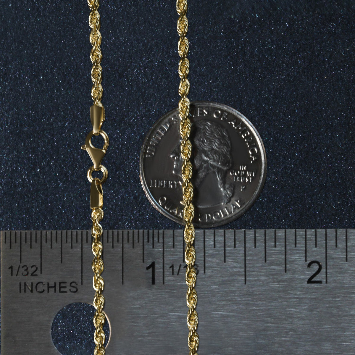 14k Yellow Gold Solid Diamond Cut Rope Chain