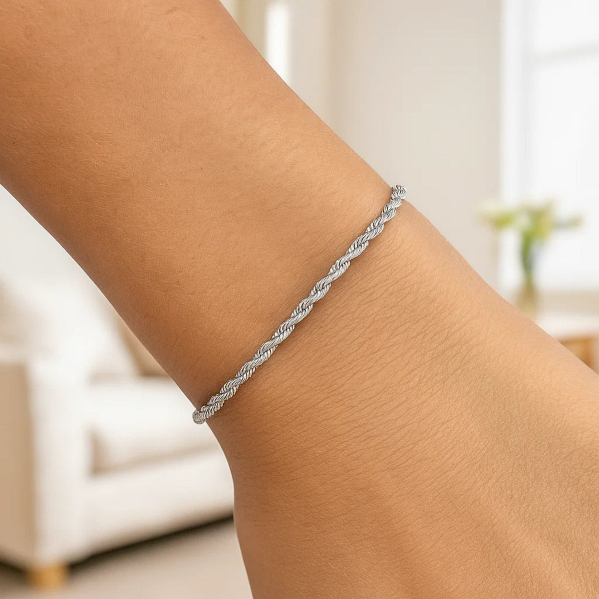 14k Solid Diamond Cut Rope Bracelet (4.00 mm)