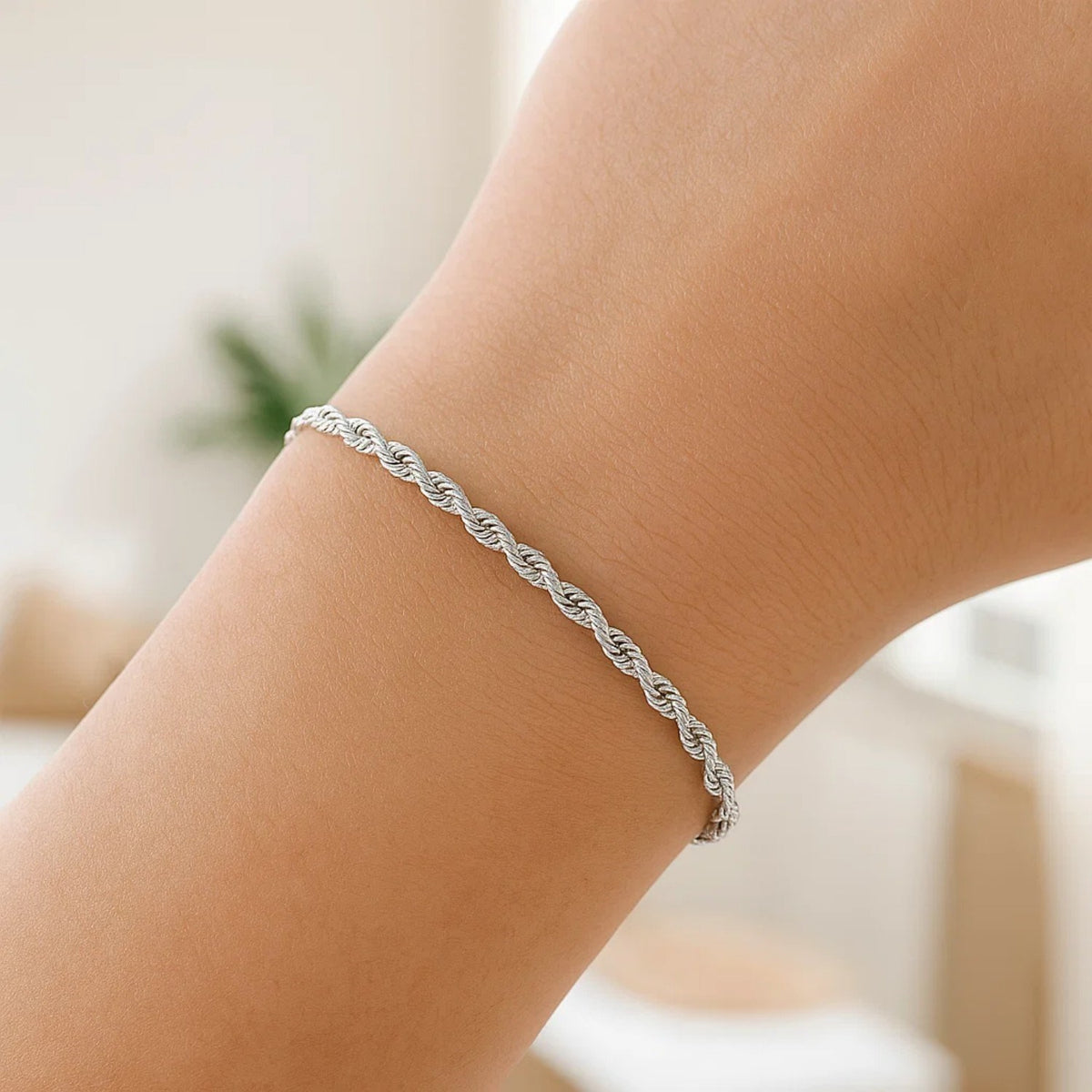 14k Solid Diamond Cut Rope Bracelet (4.00 mm)