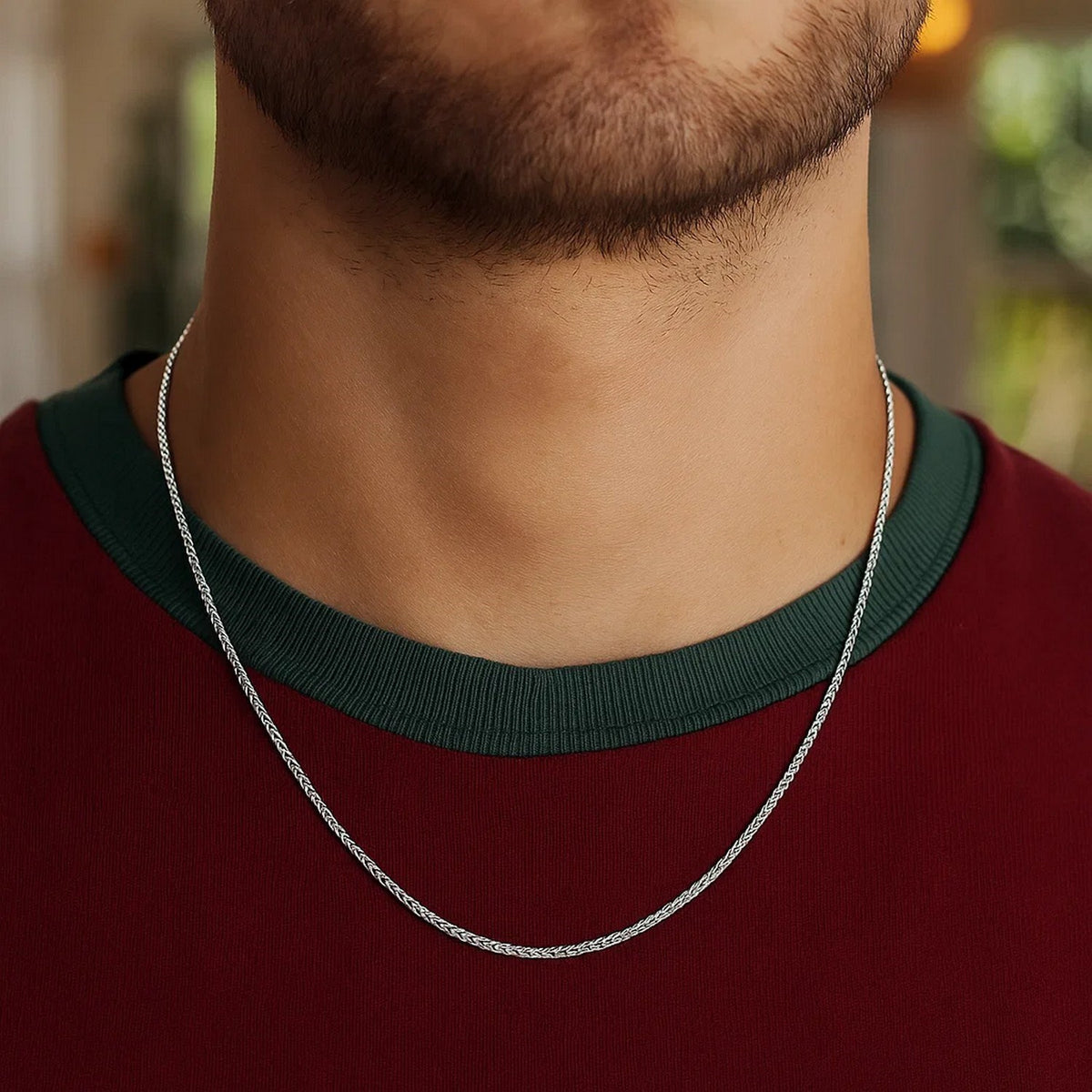 14k Rose Gold Diamond Cut Round Wheat Chain