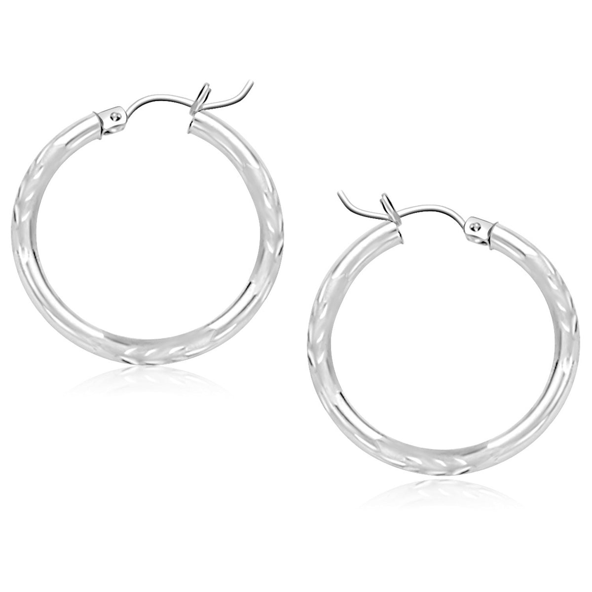 14k Diamond Cut Hoop Earrings