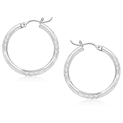 14k Diamond Cut Hoop Earrings