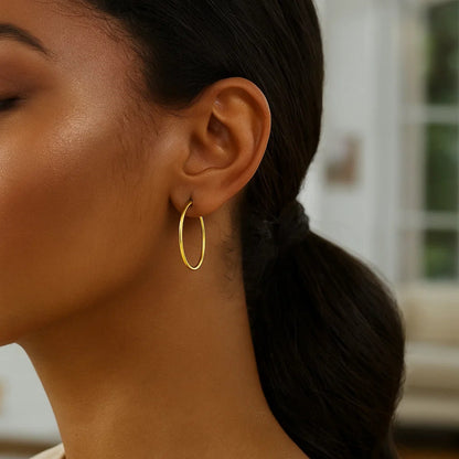 14k Yellow Gold Polished Hoop Earrings (2x30mm)