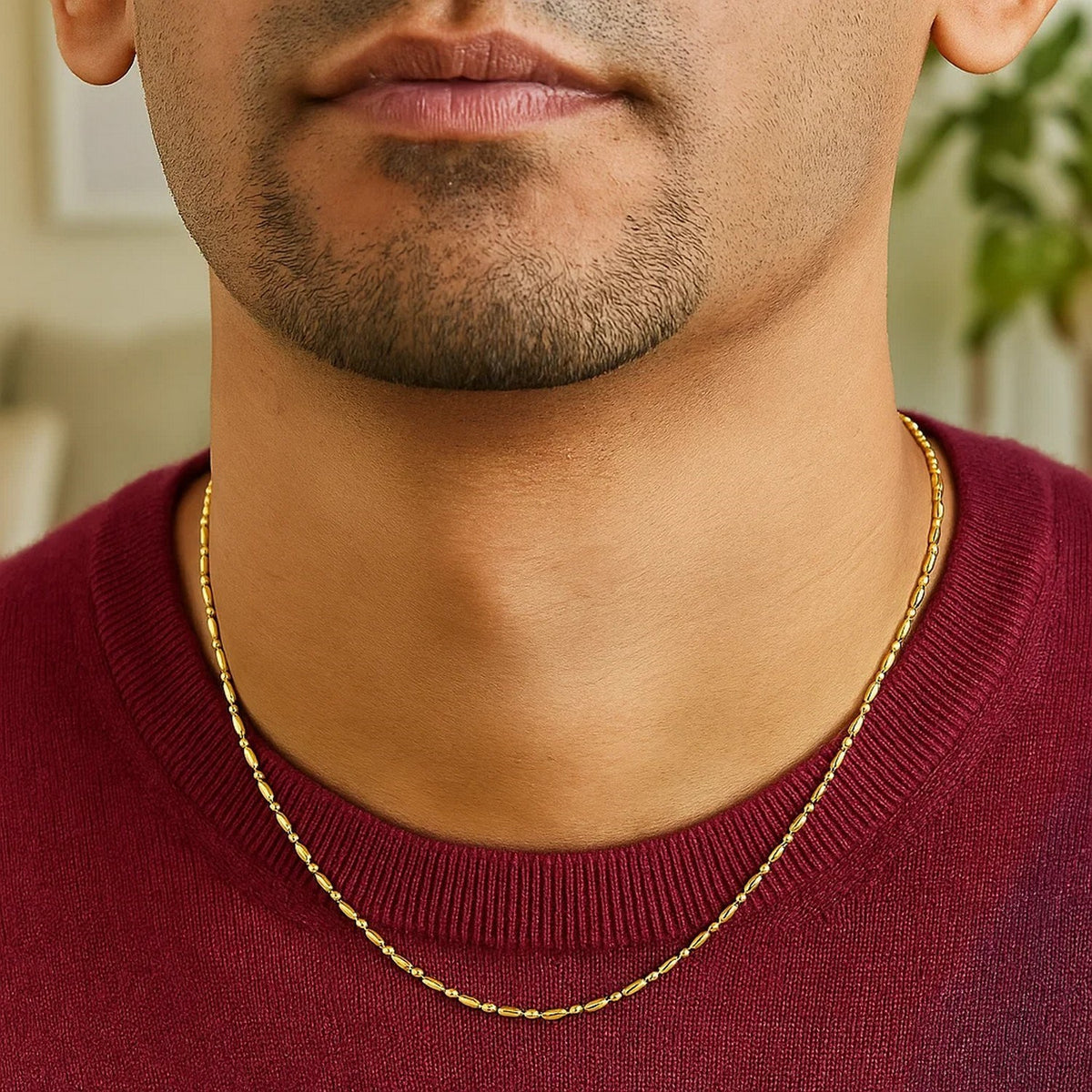 14k Diamond-Cut Alternating Bead Chain