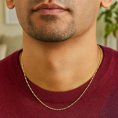 14k Diamond-Cut Alternating Bead Chain
