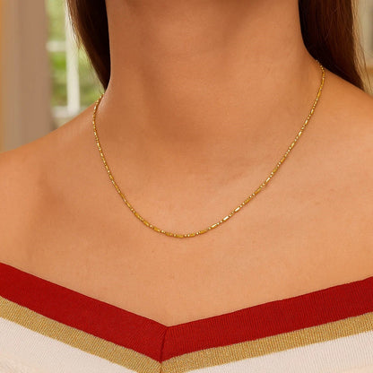 14k Diamond-Cut Alternating Bead Chain