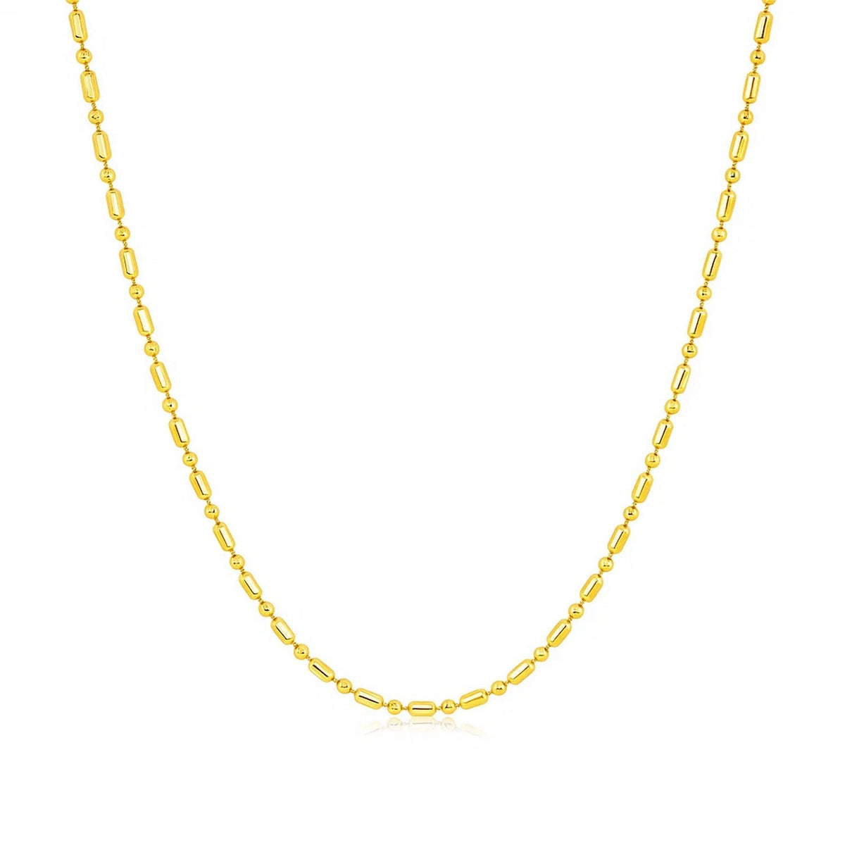14k Diamond-Cut Alternating Bead Chain