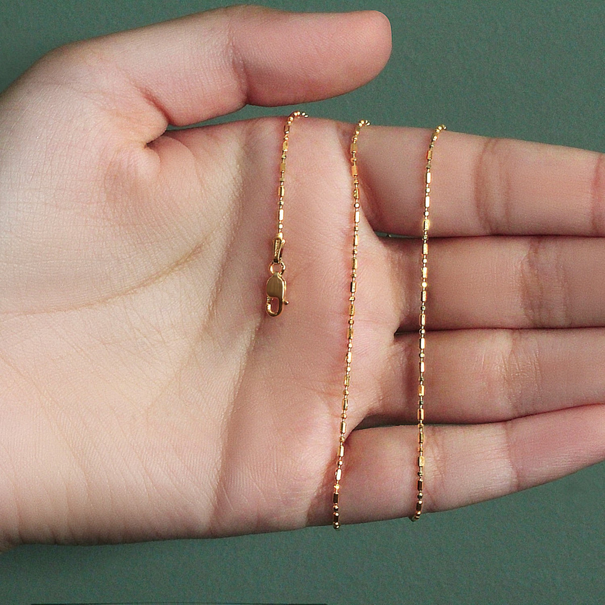 14k Diamond-Cut Alternating Bead Chain