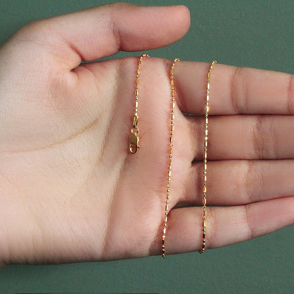 14k Diamond-Cut Alternating Bead Chain