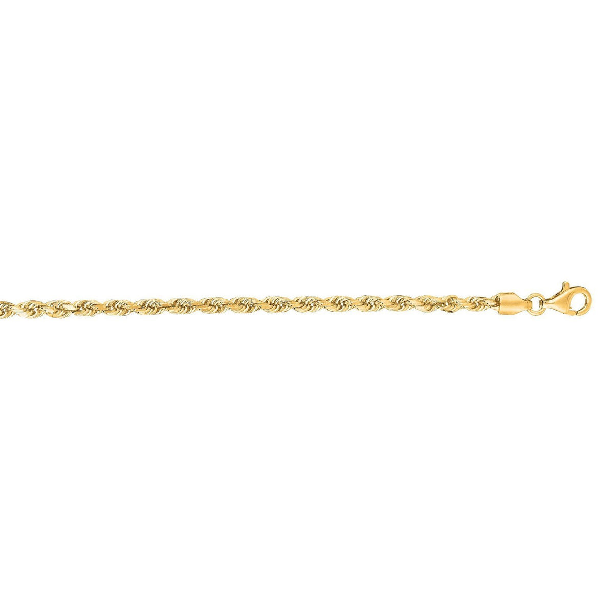 14k Solid Diamond Cut Rope Bracelet (4.00 mm)