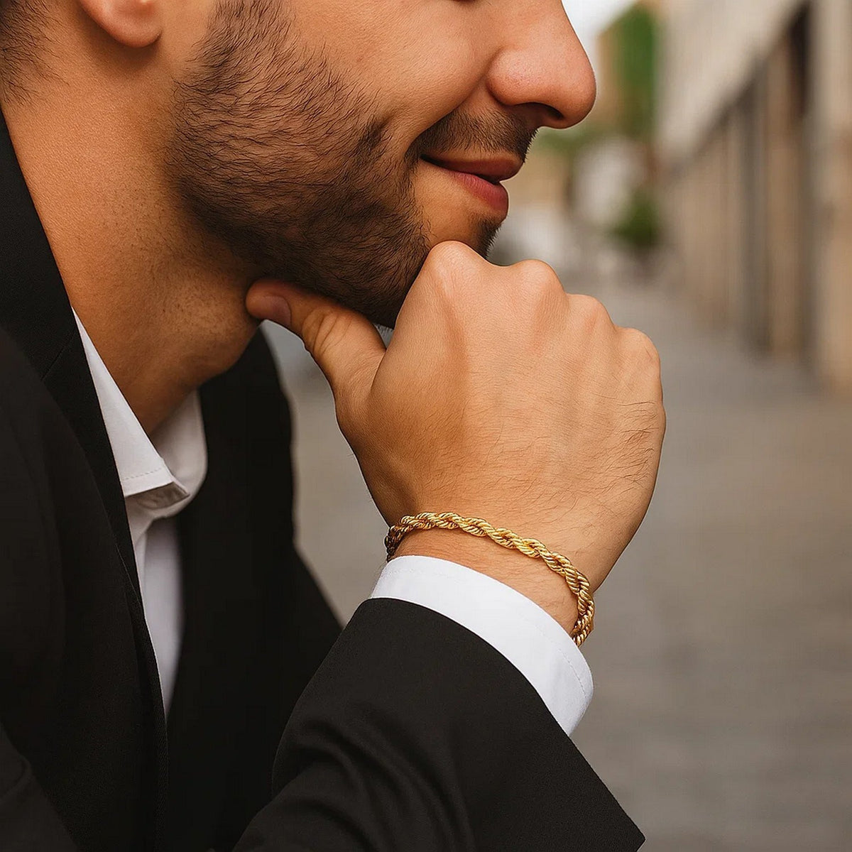 14k Solid Diamond Cut Rope Bracelet (4.00 mm)