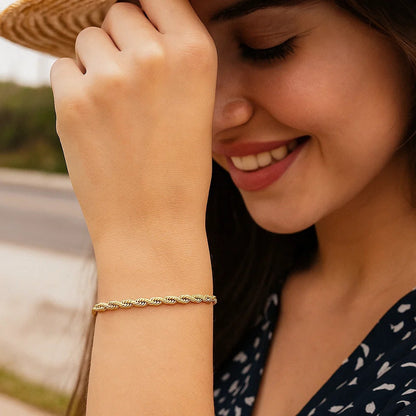 14k Solid Diamond Cut Rope Bracelet (4.00 mm)