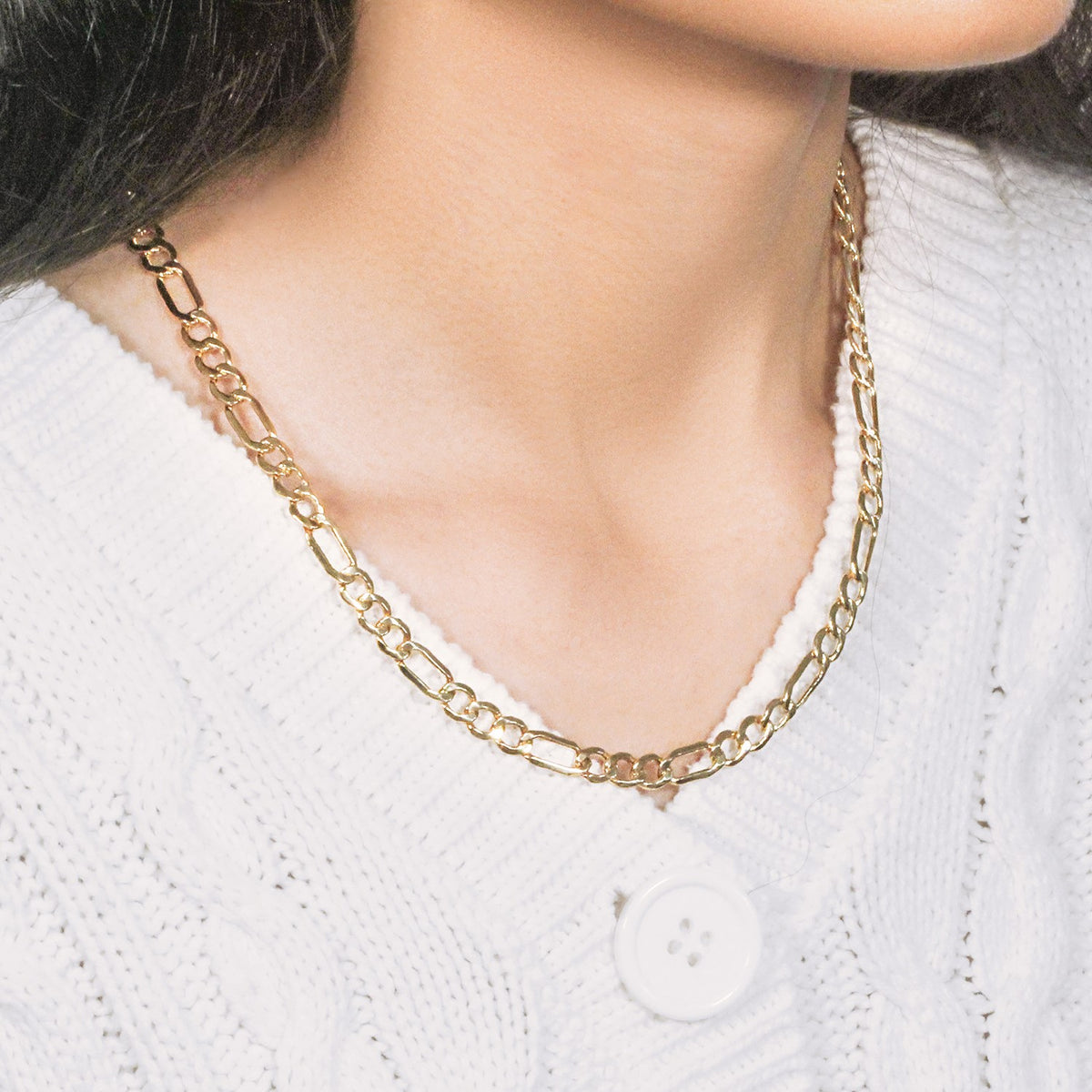 14k Yellow Gold Lite Figaro Chain