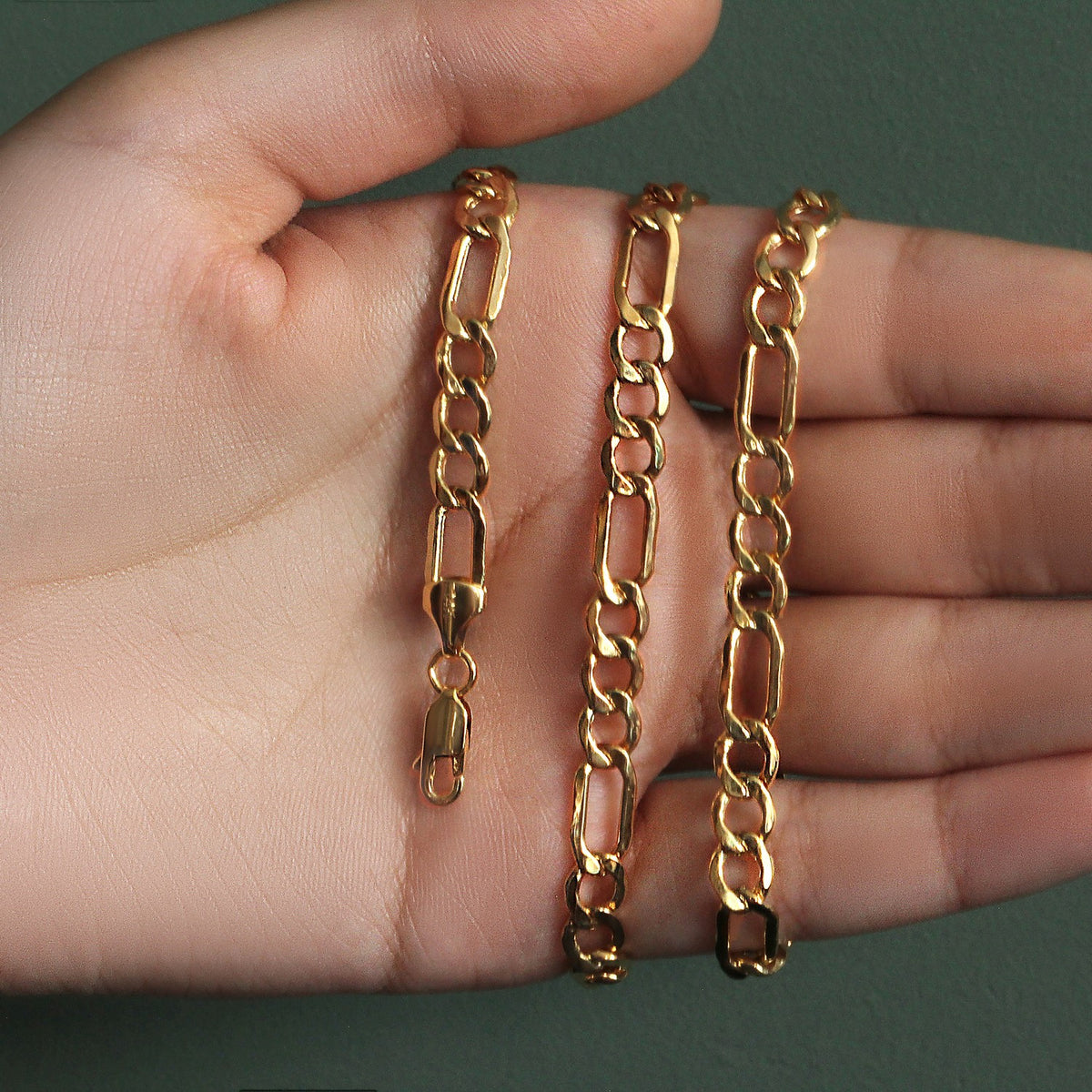 14k Yellow Gold Lite Figaro Chain
