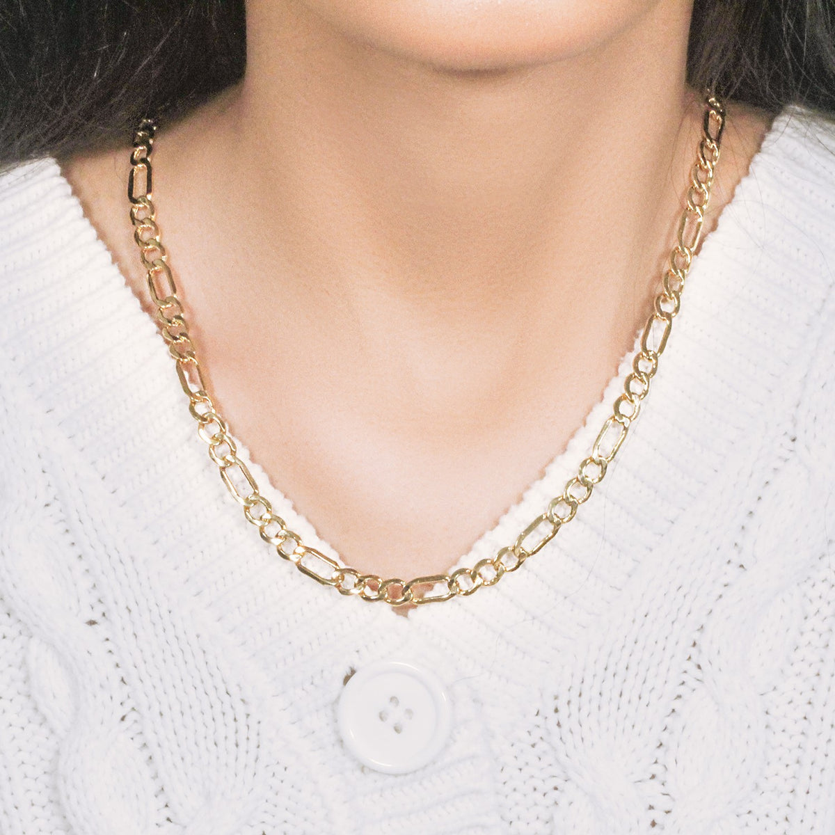 14k Yellow Gold Lite Figaro Chain