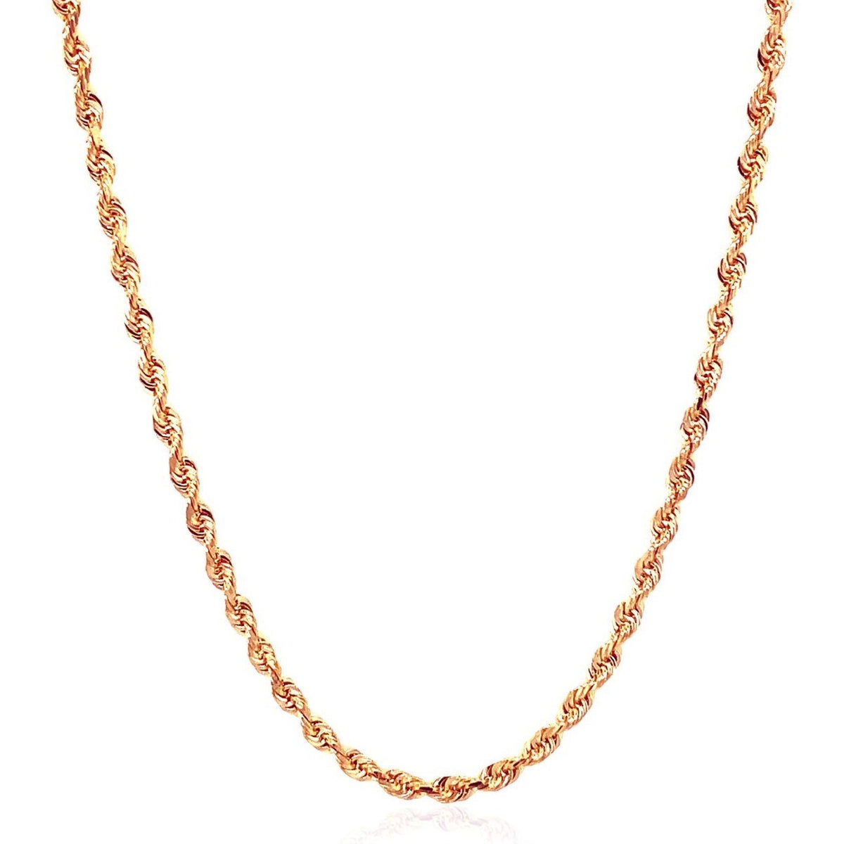 14k Yellow Gold Solid Diamond Cut Rope Chain