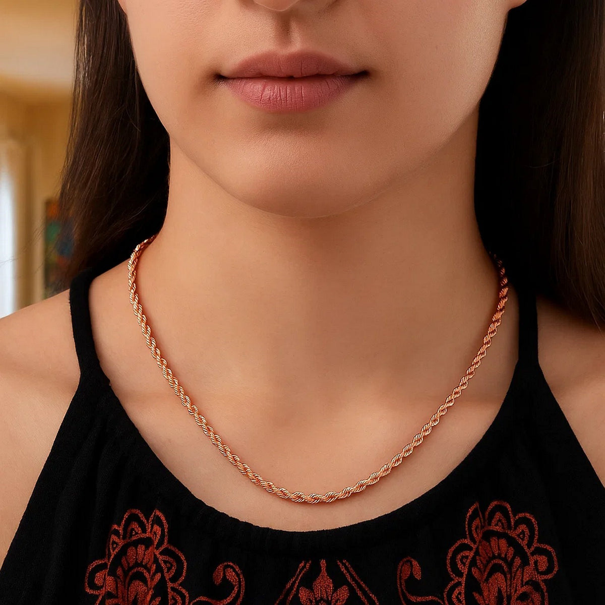 14k Yellow Gold Solid Diamond Cut Rope Chain