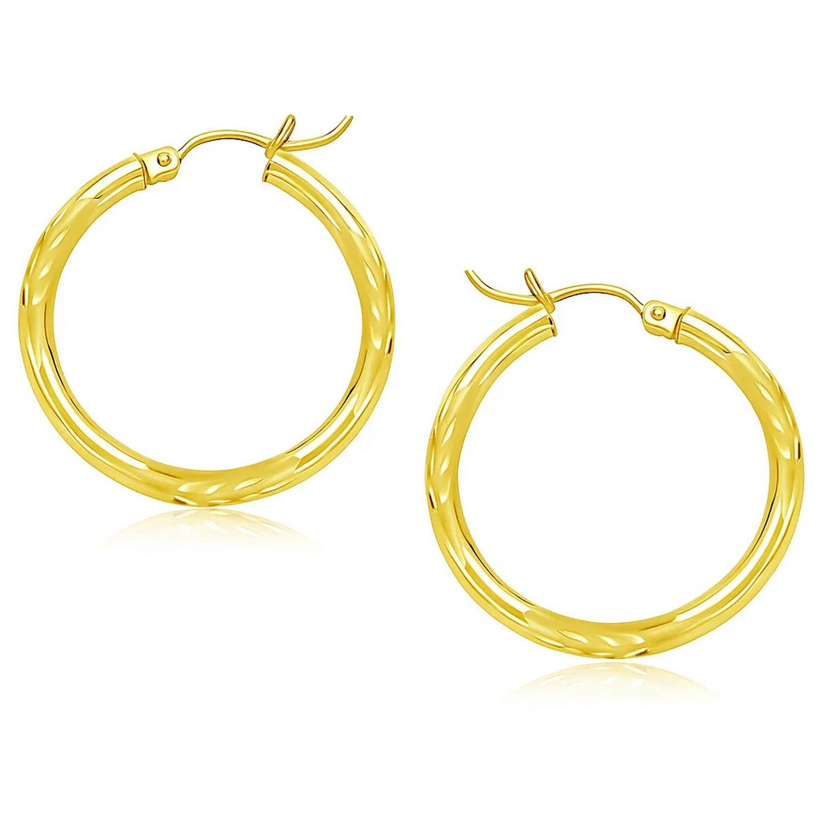 14k Diamond Cut Hoop Earrings