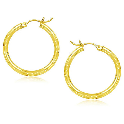 14k Diamond Cut Hoop Earrings