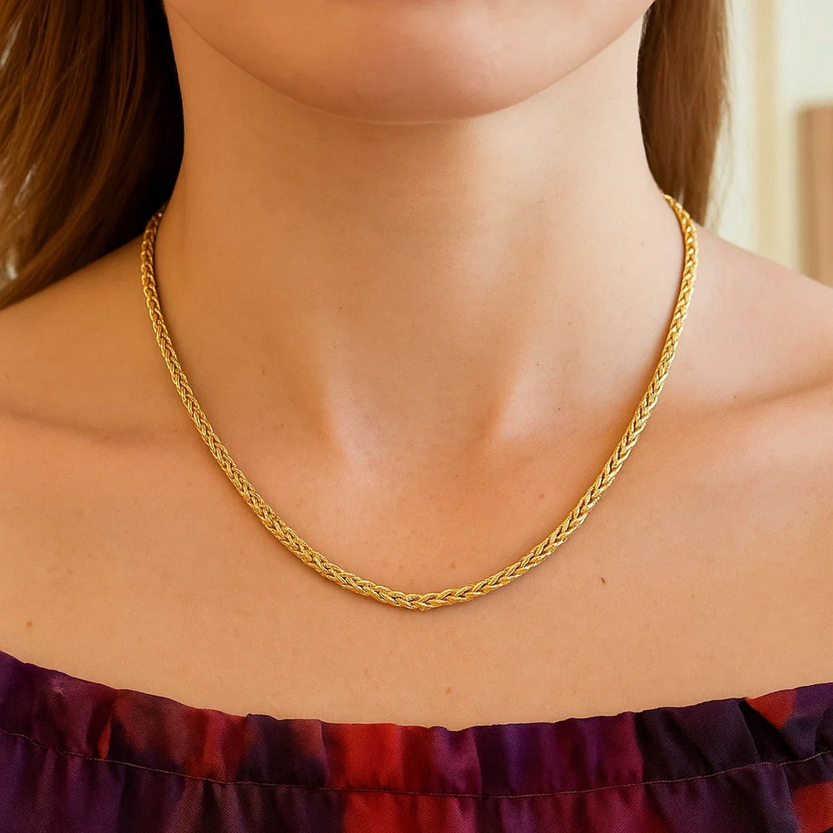 14k Yellow Gold Light Weight Wheat Chain
