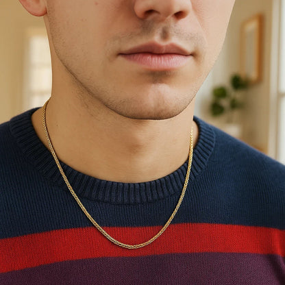14k Rose Gold Diamond Cut Round Wheat Chain