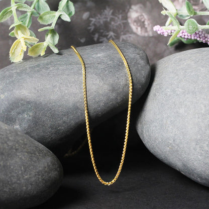 14k Rose Gold Diamond Cut Round Wheat Chain