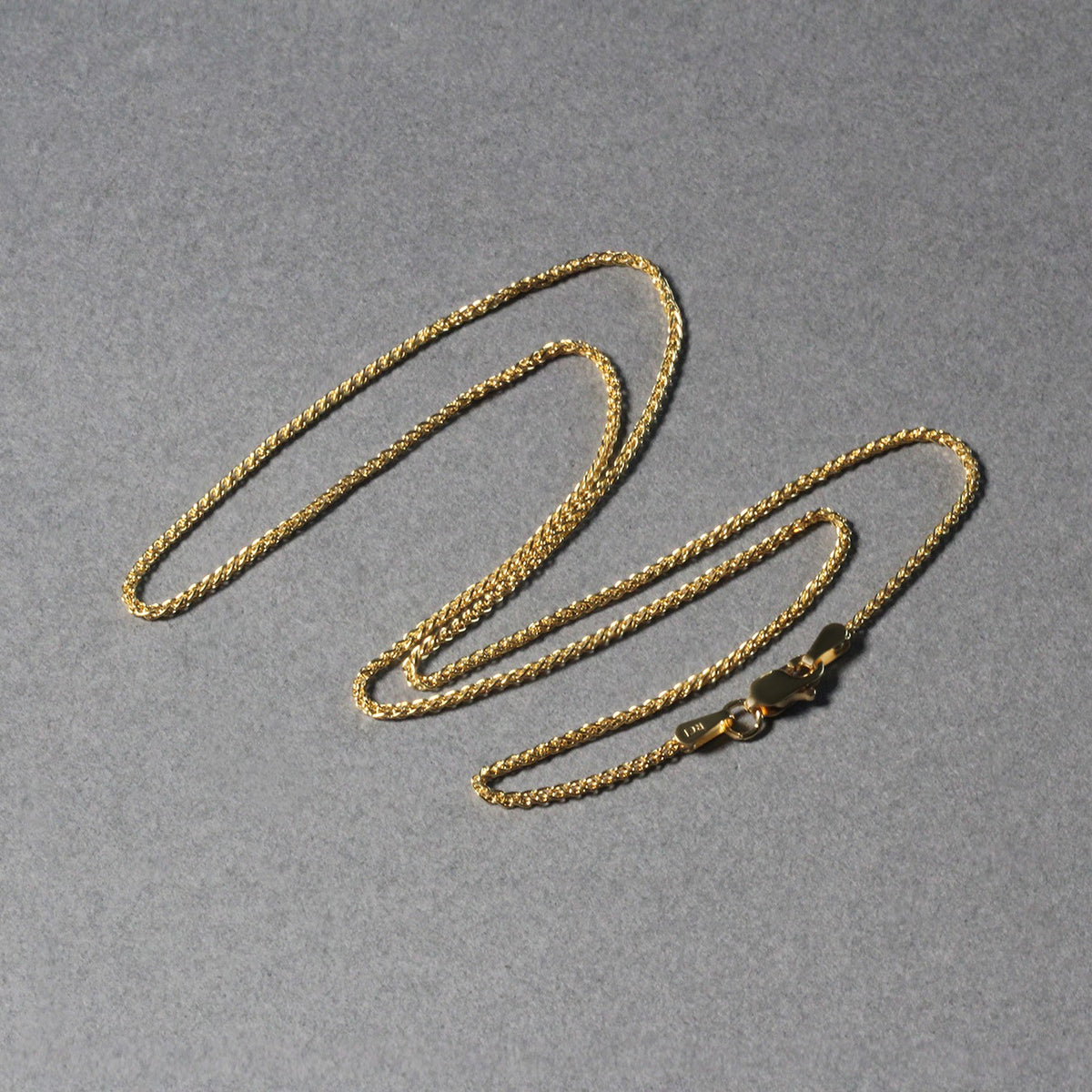 14k Rose Gold Diamond Cut Round Wheat Chain