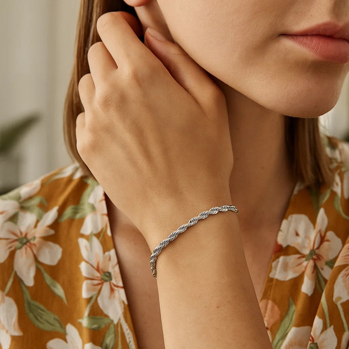 14k Solid Diamond Cut Rope Bracelet (4.00 mm)