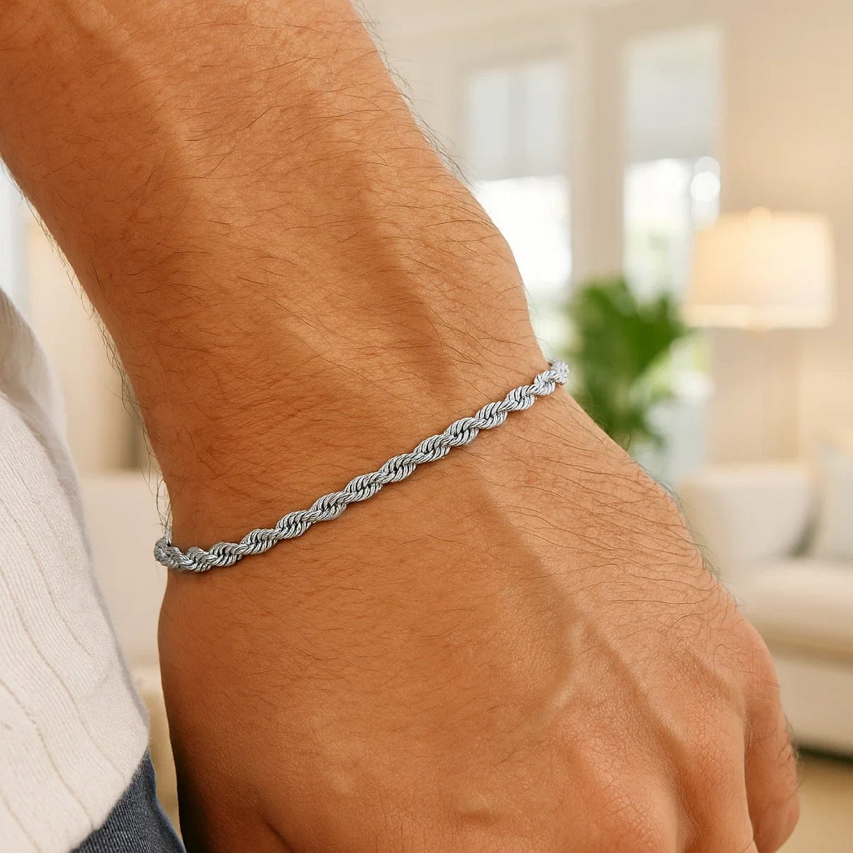 14k Solid Diamond Cut Rope Bracelet (4.00 mm)
