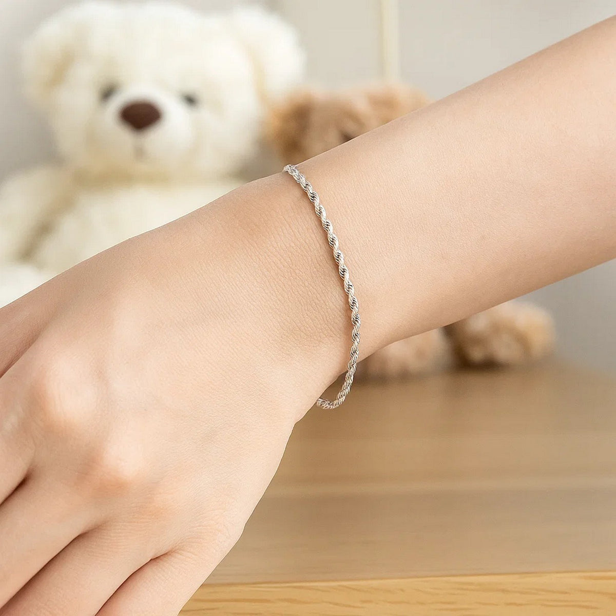 14k Solid Diamond Cut Rope Bracelet (4.00 mm)