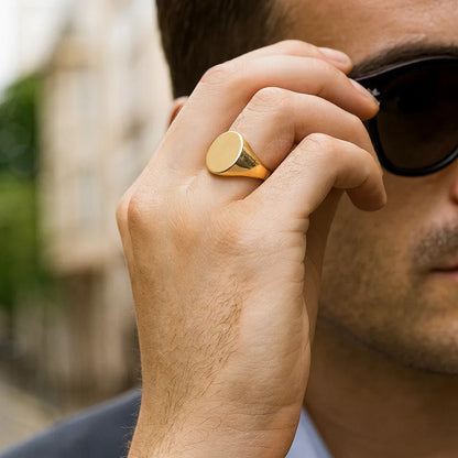 14K Yellow Gold Oval Signet Ring