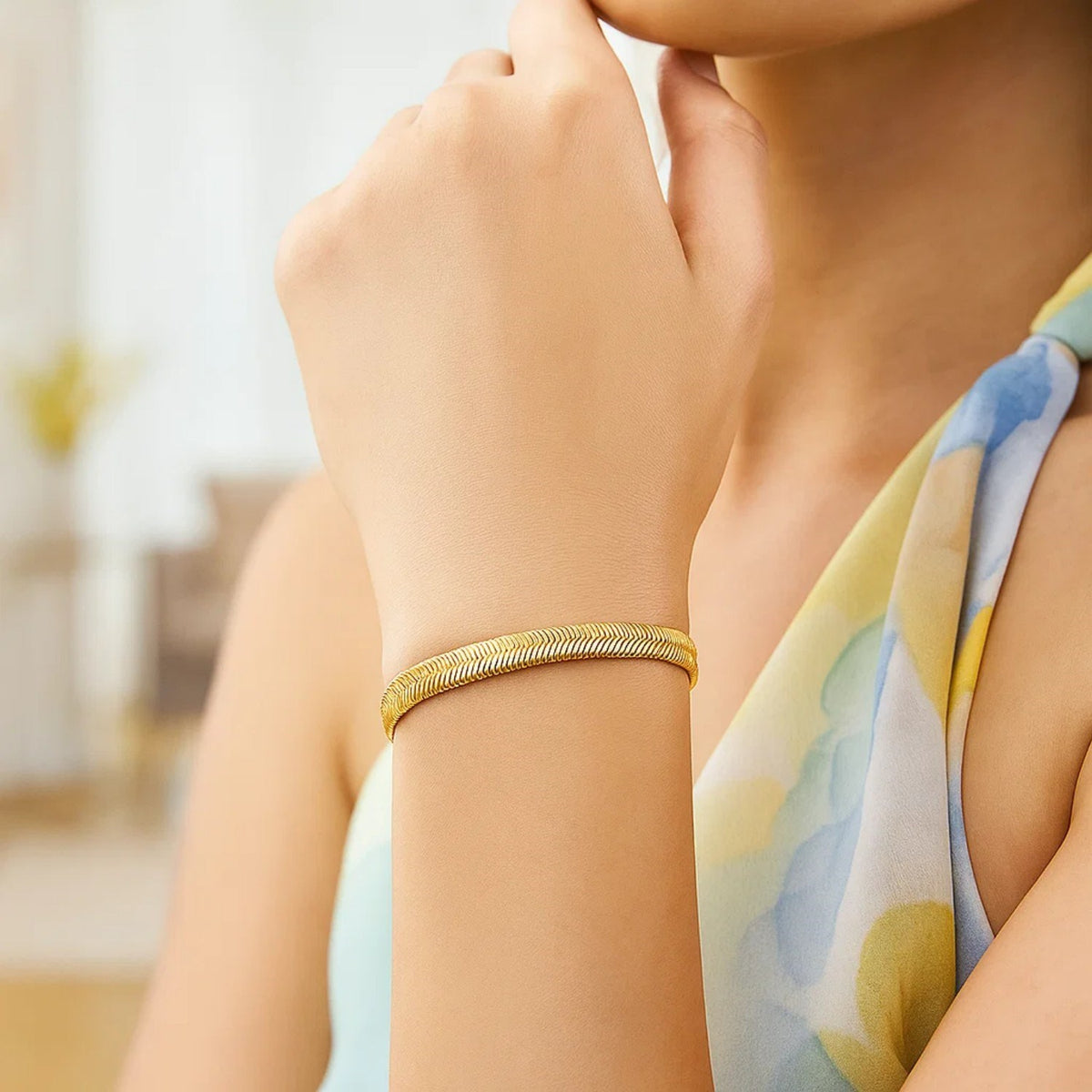 14K Yellow Gold Oval Snake Chain Bracelet (5.30 mm)