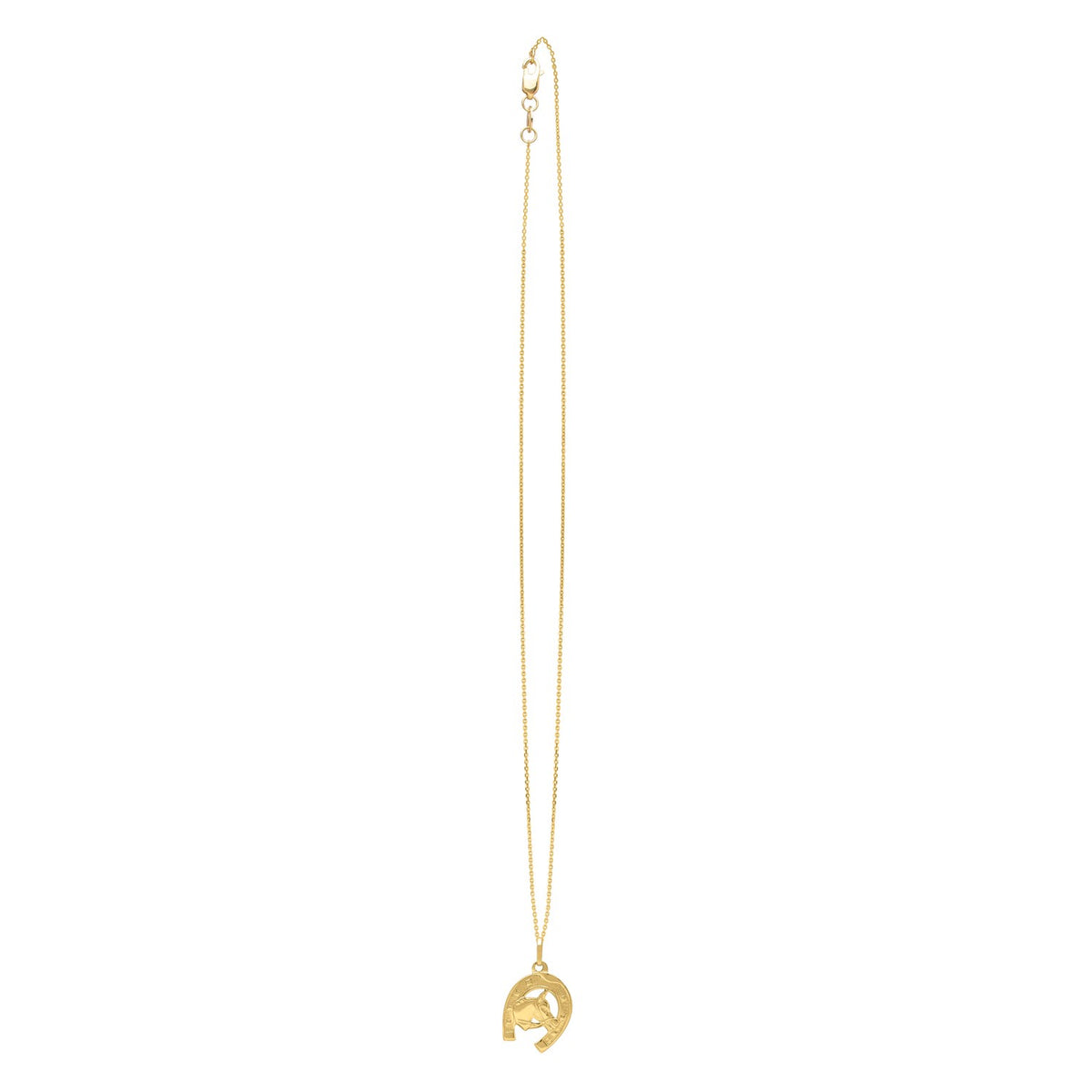 Horse and Horseshoe Necklace in 14K Yellow Gold