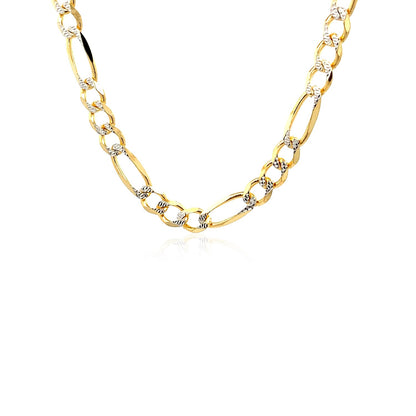 14K Yellow Gold Solid Pave Figaro Chain
