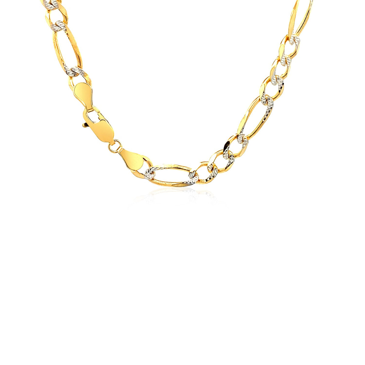 14K Yellow Gold Solid Pave Figaro Chain