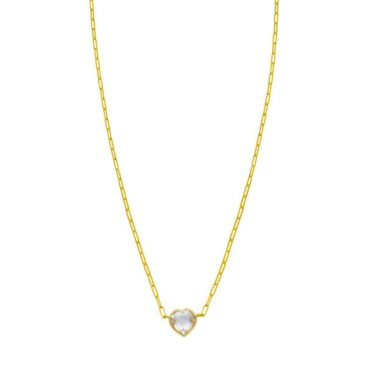 14K White Topaz Heart Necklace (1.50 mm)